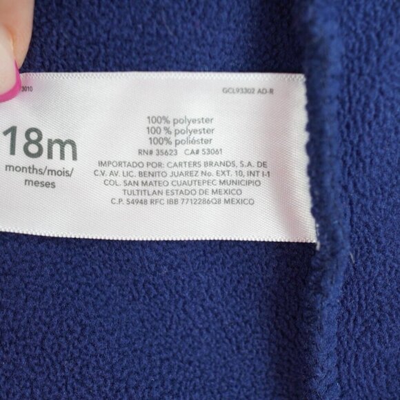 Carters‎ Sparkling Sherpa Vest 18m Navy Blue Fleece Sleeveless With Pockets - Picture 4 of 5